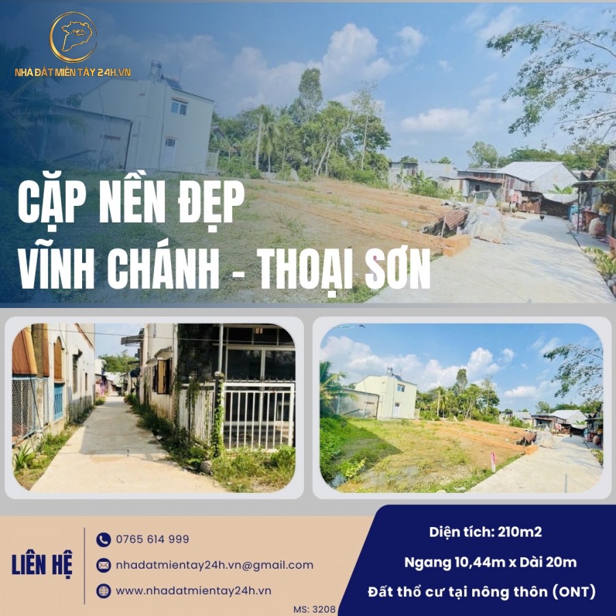 🔥 BÁN CẶP NỀN ĐẸP - XÃ VĨNH CHÁNH, HUYỆN THOẠI SƠN, AN GIANG (MS: 3208) 🔥